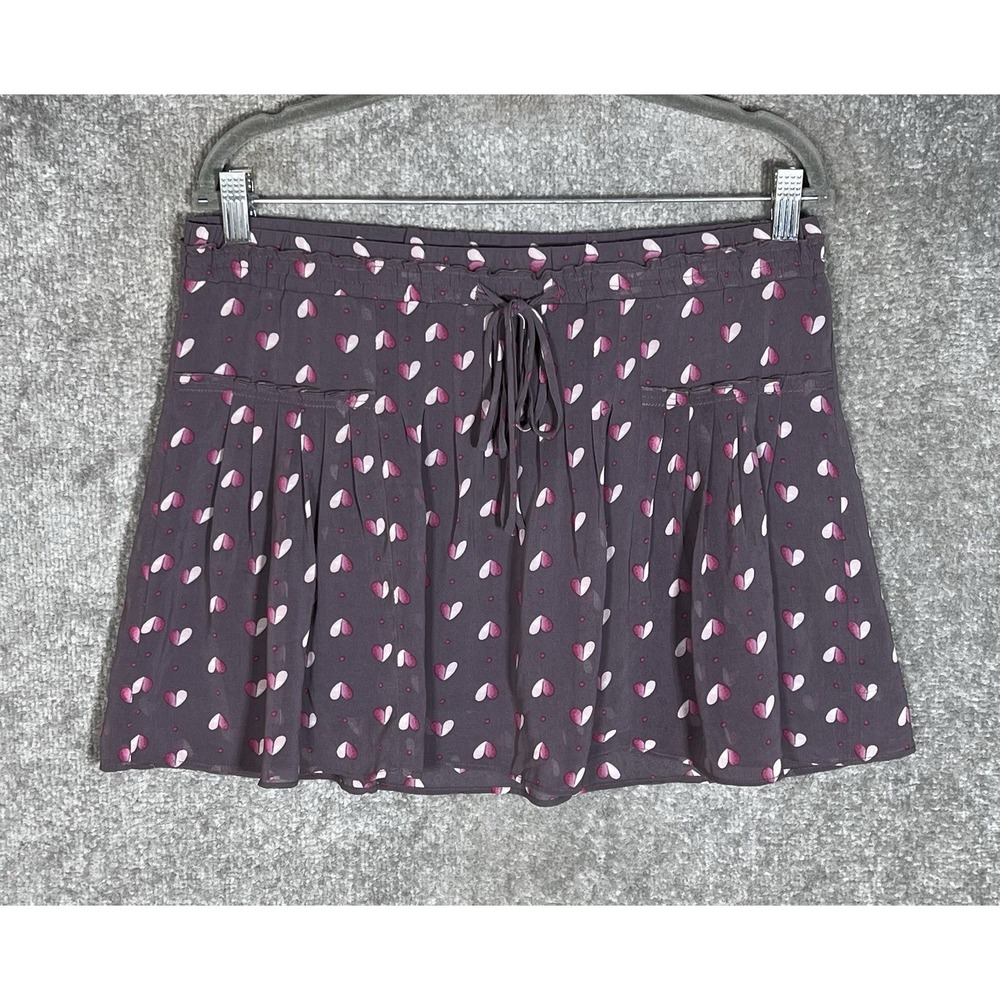 American Eagle Pleated Micro Mini Skirt Womens Size M Purple Heart AOP 2010s Y2K